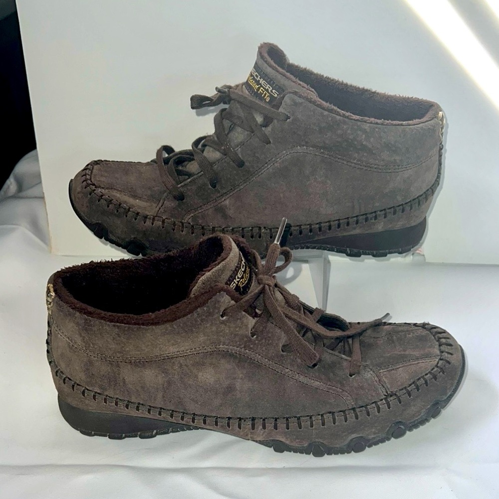 Skechers Bikers Totem Pole Chocolate Suede Leather Chukka Boots Sz 8.5 Ladies